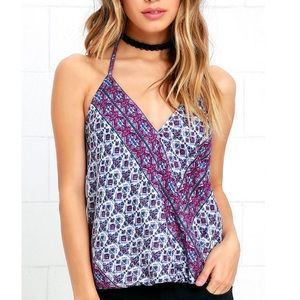 Purple print halter top